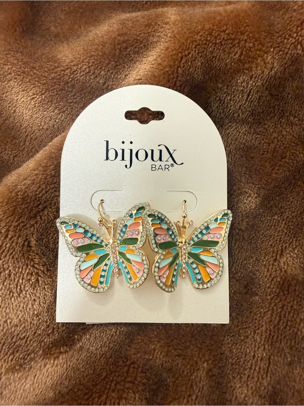Bijoux Bar Multicolor Butterfly Drop Earrings - Pink & Teal